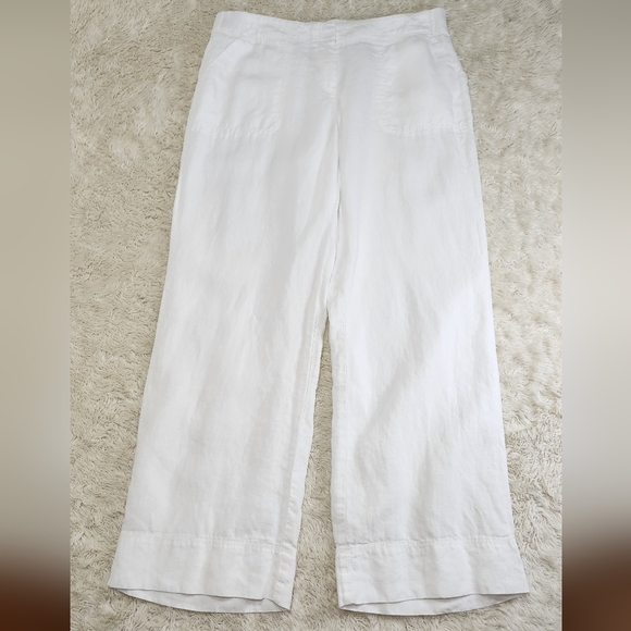 J Jill Love Linen White Wide Leg Pants Sz 12 Missy - Picture 3 of 4
